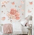 Naklejki na ścianę Piwonie Sunrise – kwiatowa dekoracja do pokoju dziecka