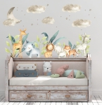 ZWIERZĘTA SAFARI AKWARELA II- LEW, SŁOŃ, ZEBRA, ŻYRAFA, HIPOPOTAM - NAKLEJKA NA ŚCIANĘ, NAKLEJKA ŚCIENNA.jpg