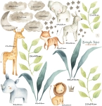 ZWIERZĘTA SAFARI II DK18 - LEW, SŁOŃ, ZEBRA, ŻYRAFA, HIPOPOTAM - NAKLEJKA NA ŚCIANĘ, NAKLEJKA ŚCIENNA.jpg