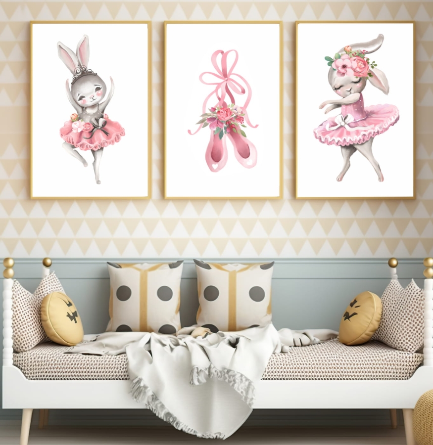 KRÓLICZKI, ZAJĄCZKI, BALETKI  PLAKATY, OBRAZKI NA ŚCIANĘ DLA DZIECI DK07.jpg
