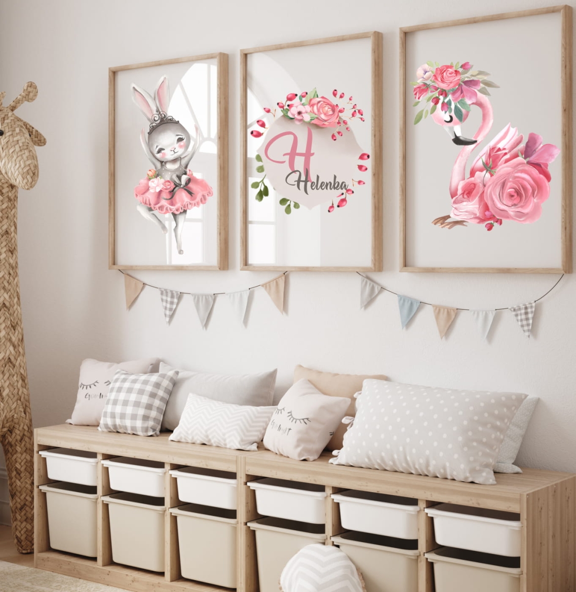 ZESTAW 3 OBRAZKI, PLAKATY  - KRÓLICZKEK, FLAMING, PERSONALIZACJA DK12.jpg