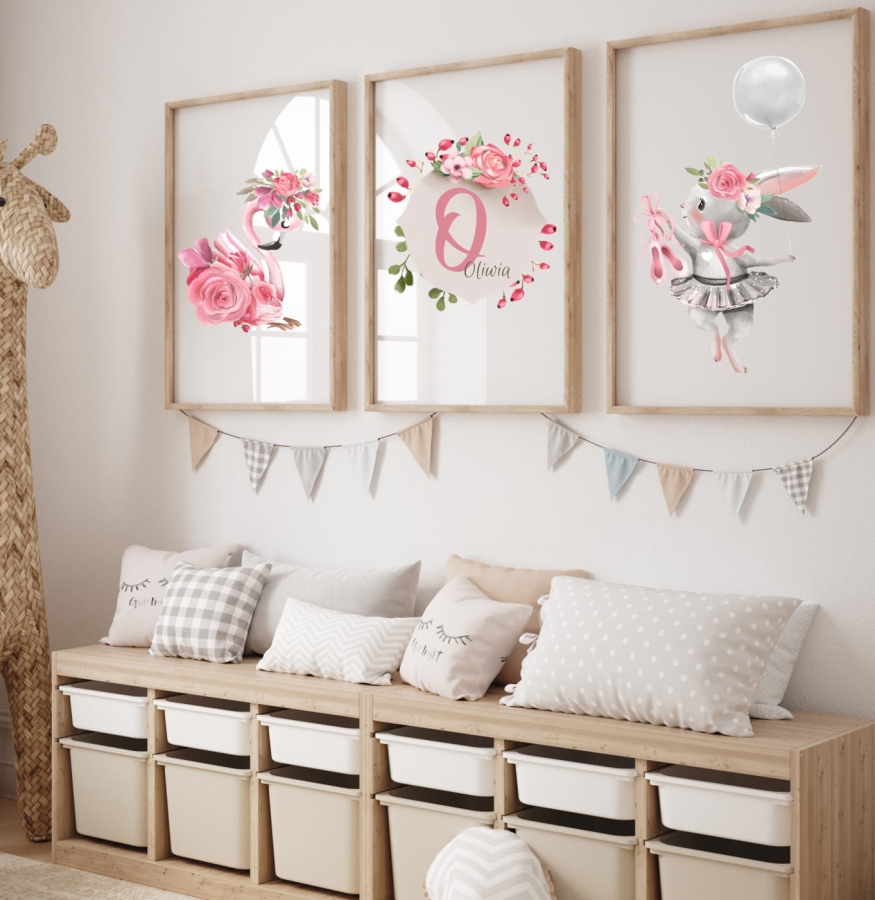 ZESTAW 3 OBRAZKI, PLAKATY  - KRÓLICZKEK, FLAMING, PERSONALIZACJA DK13.jpg