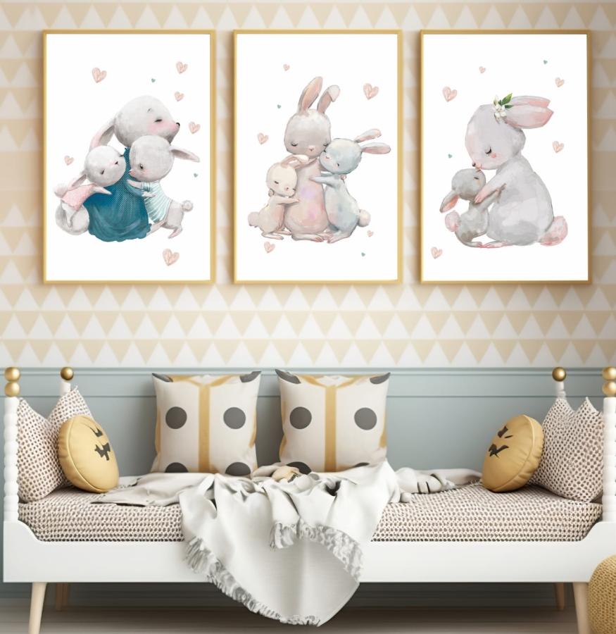 plakaty z króliczkami i mamą DK15