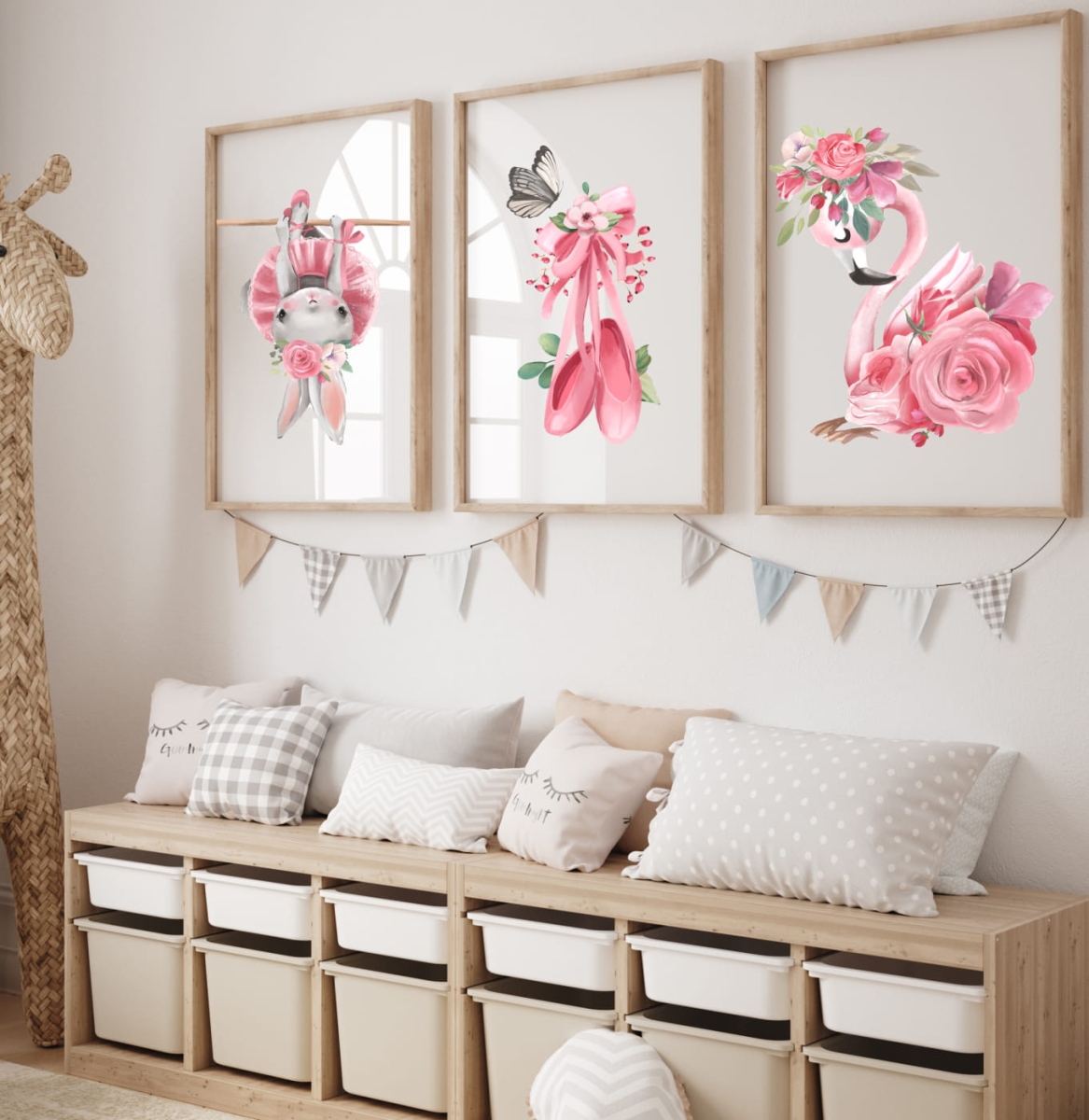 ZESTAW 3 OBRAZKI, PLAKATY - KRÓLICZEK, FLAMING, BALETKI DK17.jpg