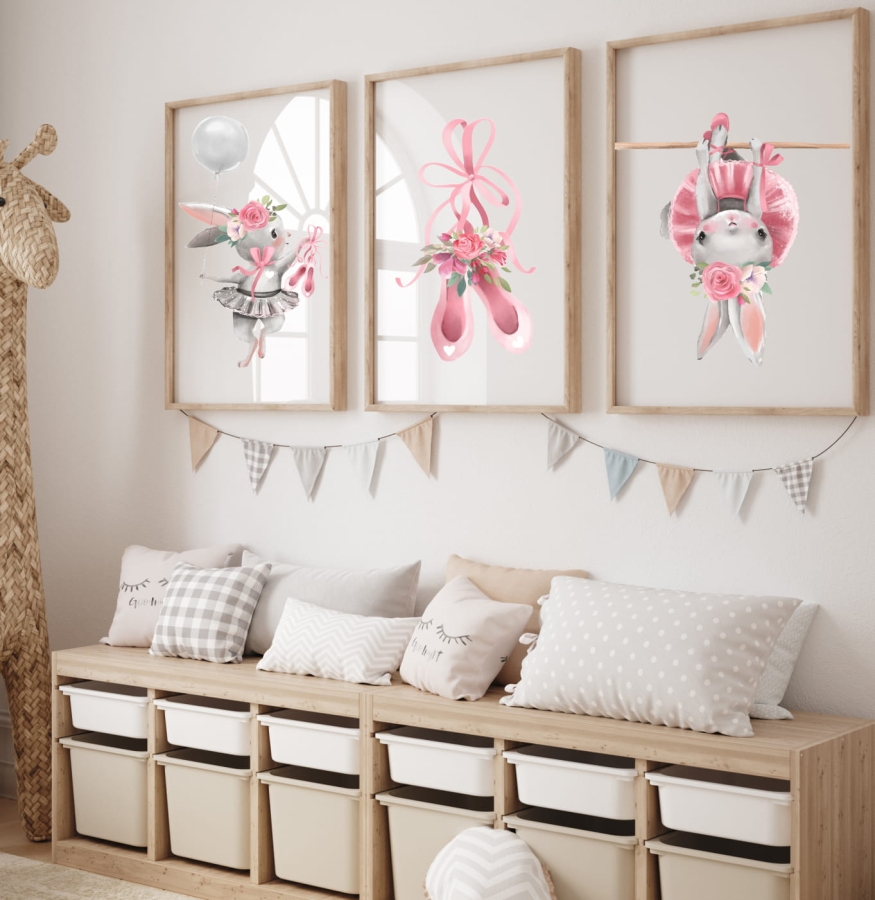 ZESTAW 3 OBRAZKI, PLAKATY - ZAJACZKI, BALETKI DK18.jpg