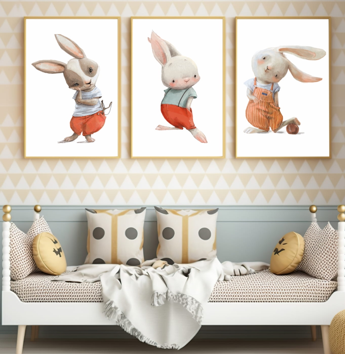 PLAKAT KRÓLICZEK Z PIŁKĄ, KRÓLICZEK Z PROCĄ DK23.jpg