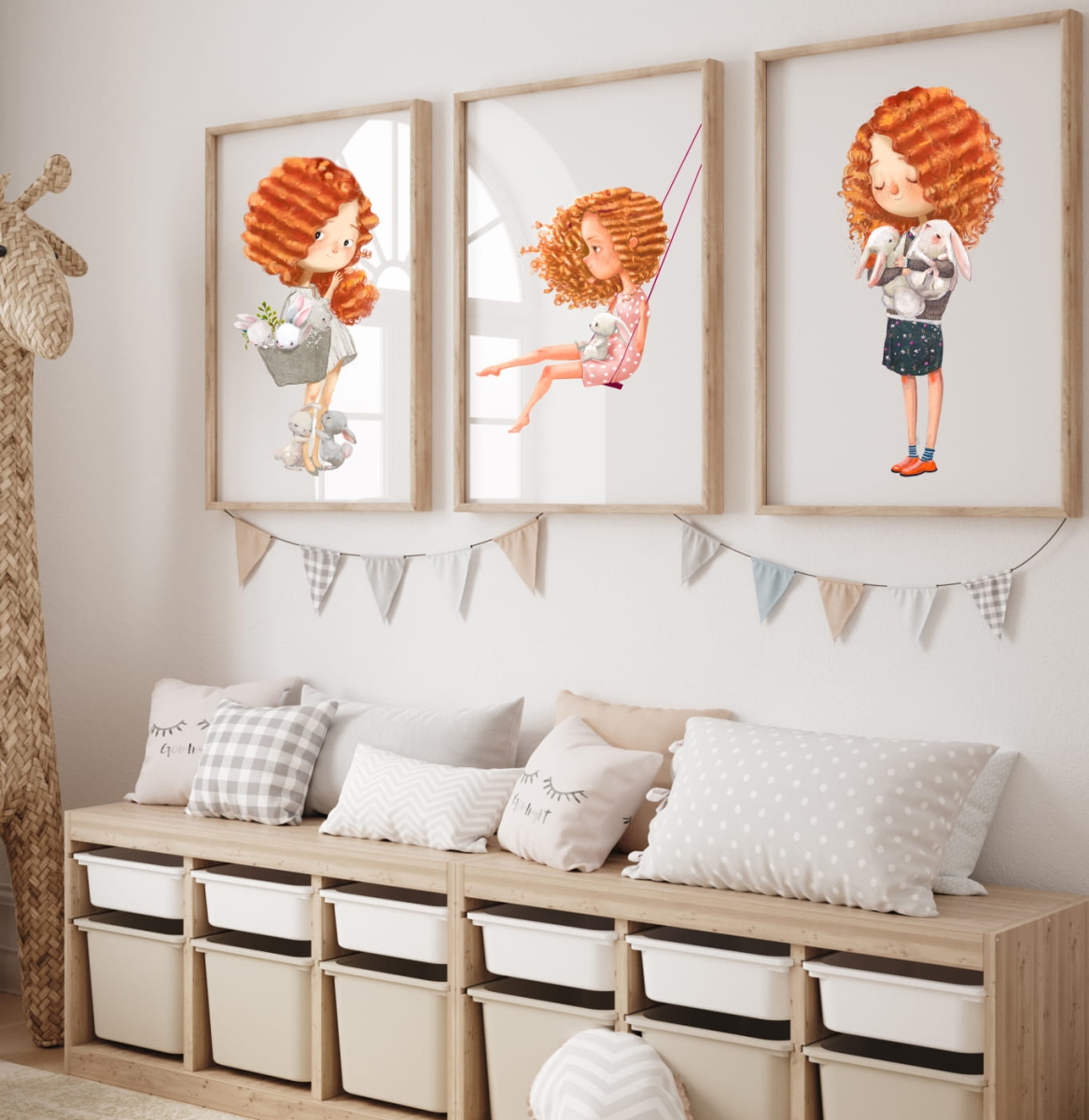 ZESTAW 3 OBRAZKI, PLAKATY - DZIEWCZYNKA LORA , KRÓLICZKI DK26.jpg