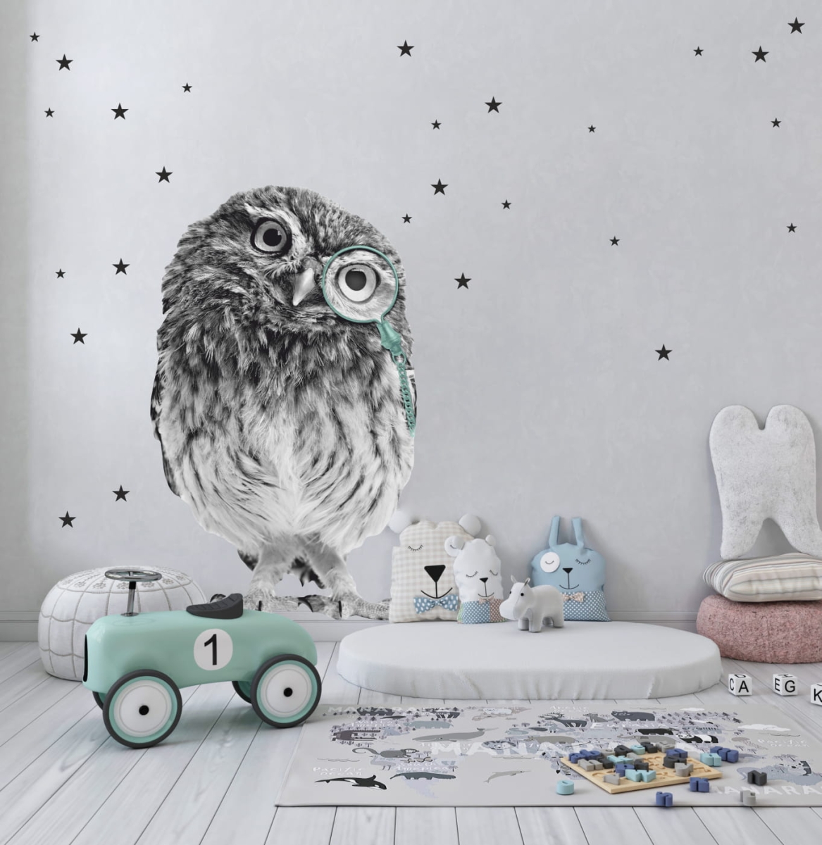 Sowa z monoklem – naklejka ścienna Mała Pracownia DK