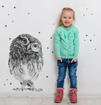 Sowa w miętowym monoklu – naklejka do pokoju chłopca i dziewczynki