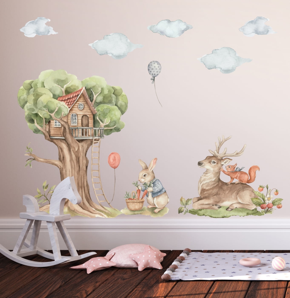 Magiczny Las – domek na drzewie – jelonek – zajączek – Mała Pracownia