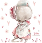 NAKLEJKA NA ŚCIANĘ KOTKA, KWIATKI, SERCA AKWARELA.jpg