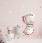 KOTKA KWIATKI, SERDUSZKA - NAKLEJKA NA ŚCIANĘ, NAKLEJKA ŚCIENNA.jpg