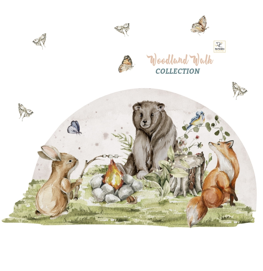 ❤ Leśne zwierzęta na ścianę Little Woodland nr 1 – miś, lis, zajączek – Mała Pracownia
