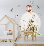 Zajączek i ślimak z balonami – akwarelna naklejka Little Woodland nr 3