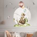 Bajkowa ilustracja z zajączkiem na ślimaku – Little Woodland nr 3