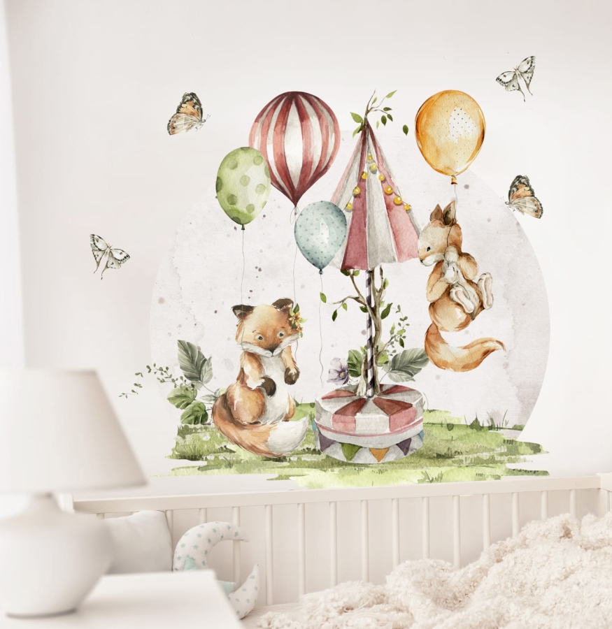 Zajączek i lisek z balonami – Little Woodland nr 5 – Mała Pracownia