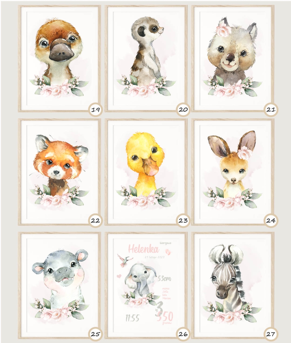 ZESTAW 3 PLAKATY  ZWIERZĘTA, IMIĘ, METRYCZKA 19-27.jpg