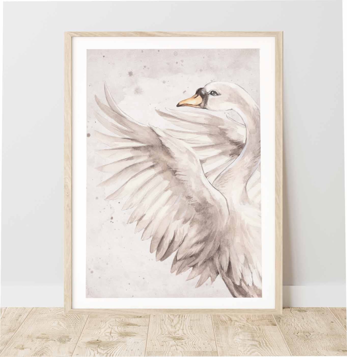 łabędź królewski ilustracja retro plakat ścienny