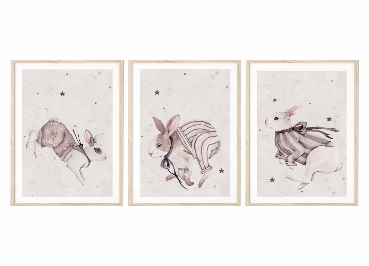 Zestaw 3 obrazki plakaty króliczki vintage.jpg