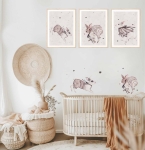 Króliczki Vintage - Zestaw 3 plakaty, obrazki na ścianę.jpg