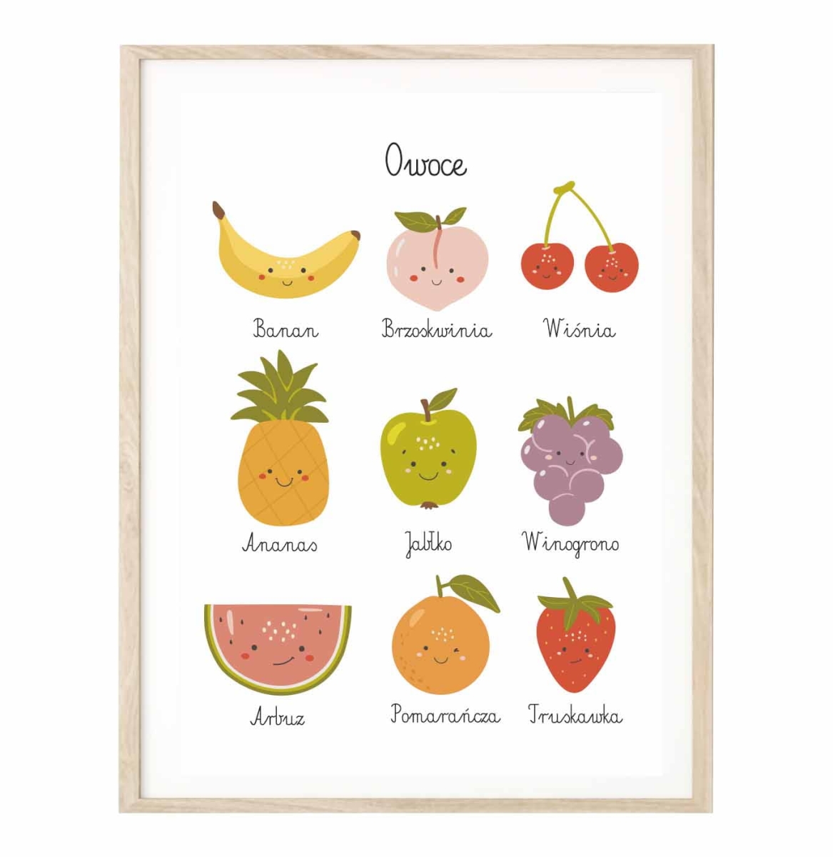 Plakat, obrazek edukacyjny na ścianę  Montessori owoce.jpg