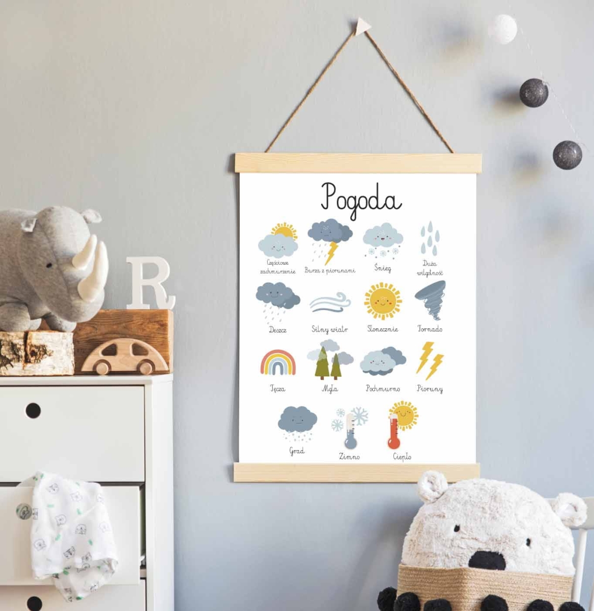 obrazek z pogodą do nauki w pokoju dziecka