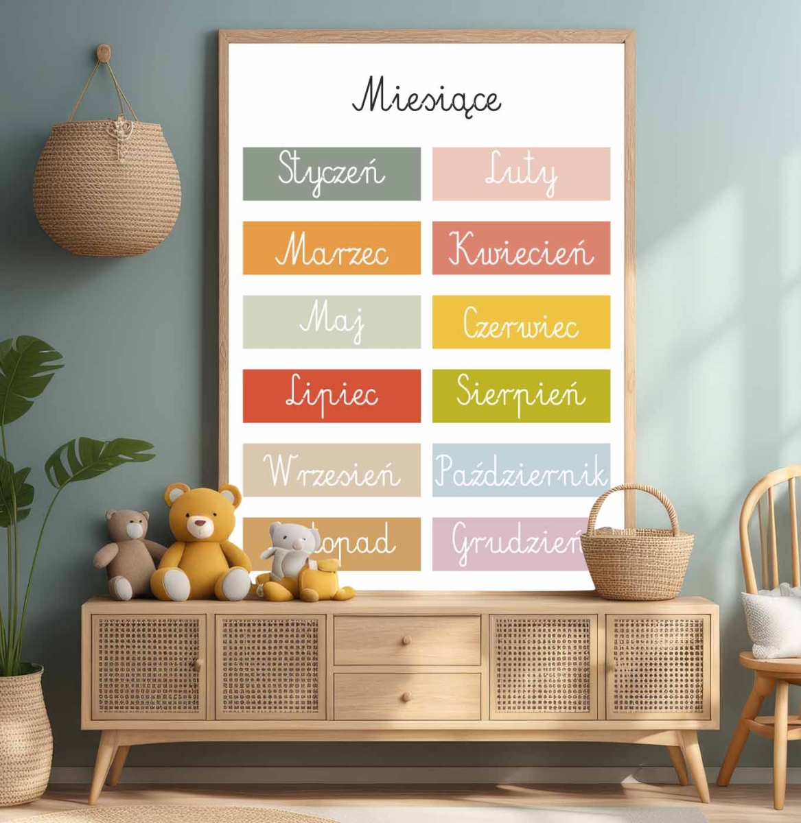 obrazek na ścianę z nazwami miesięcy