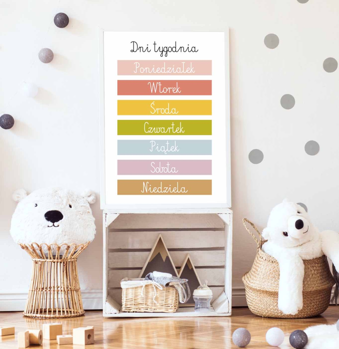 Plakat, obrazek edukacyjny  Montessori Dni Tygodnia.jpg