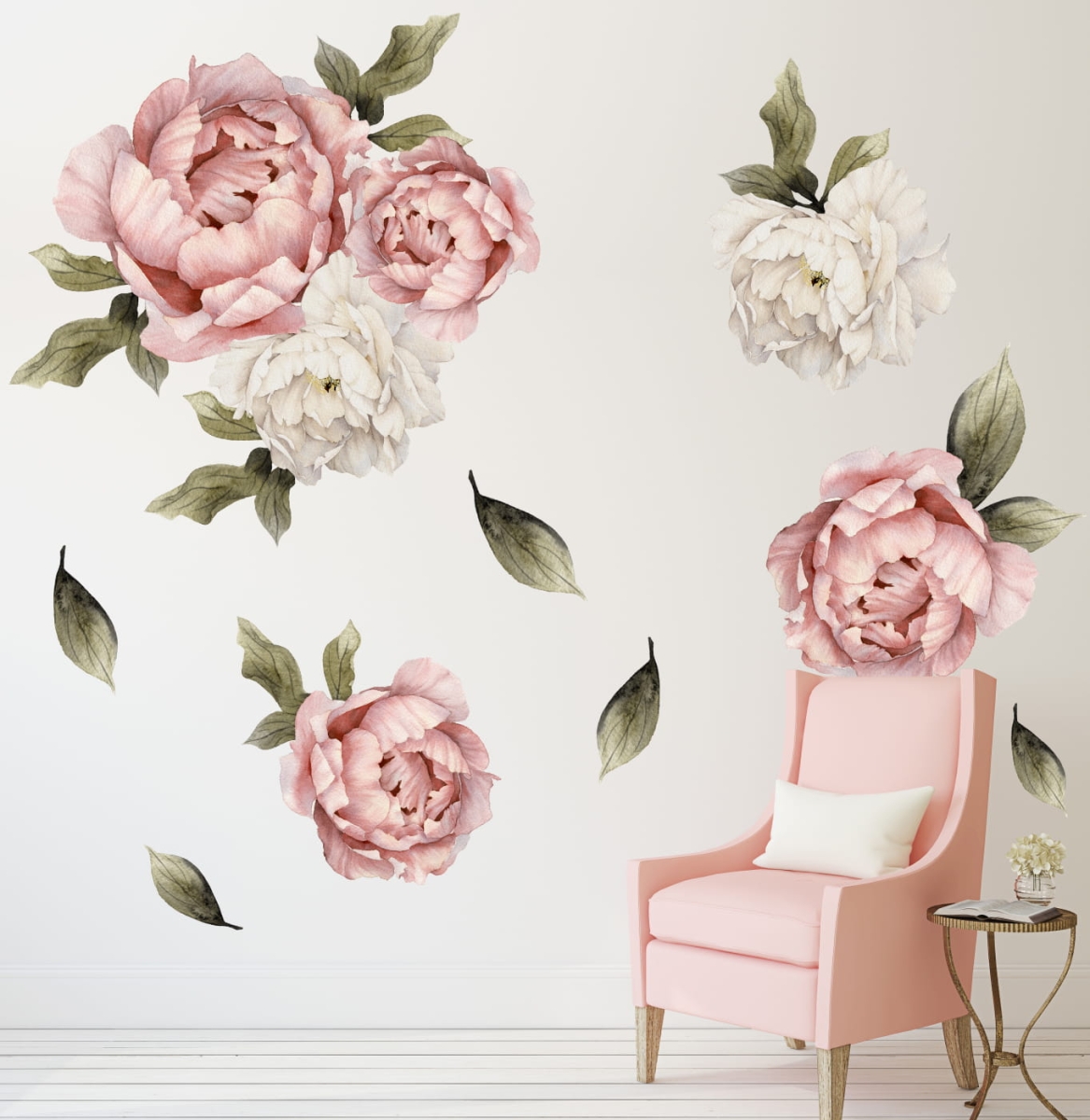 Piwonie, peonie akwarela DK055 - Naklejka na ścianę, Naklejka ścienna.jpg