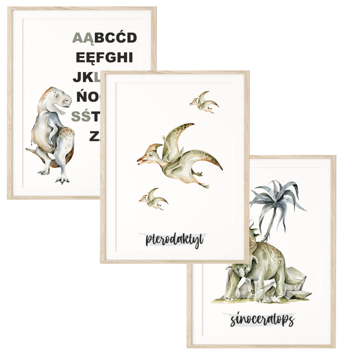 Dinozaury - Zestaw 3 plakaty Alfabet, Pterodaktyle, Sinoceratops Nr3.jpg