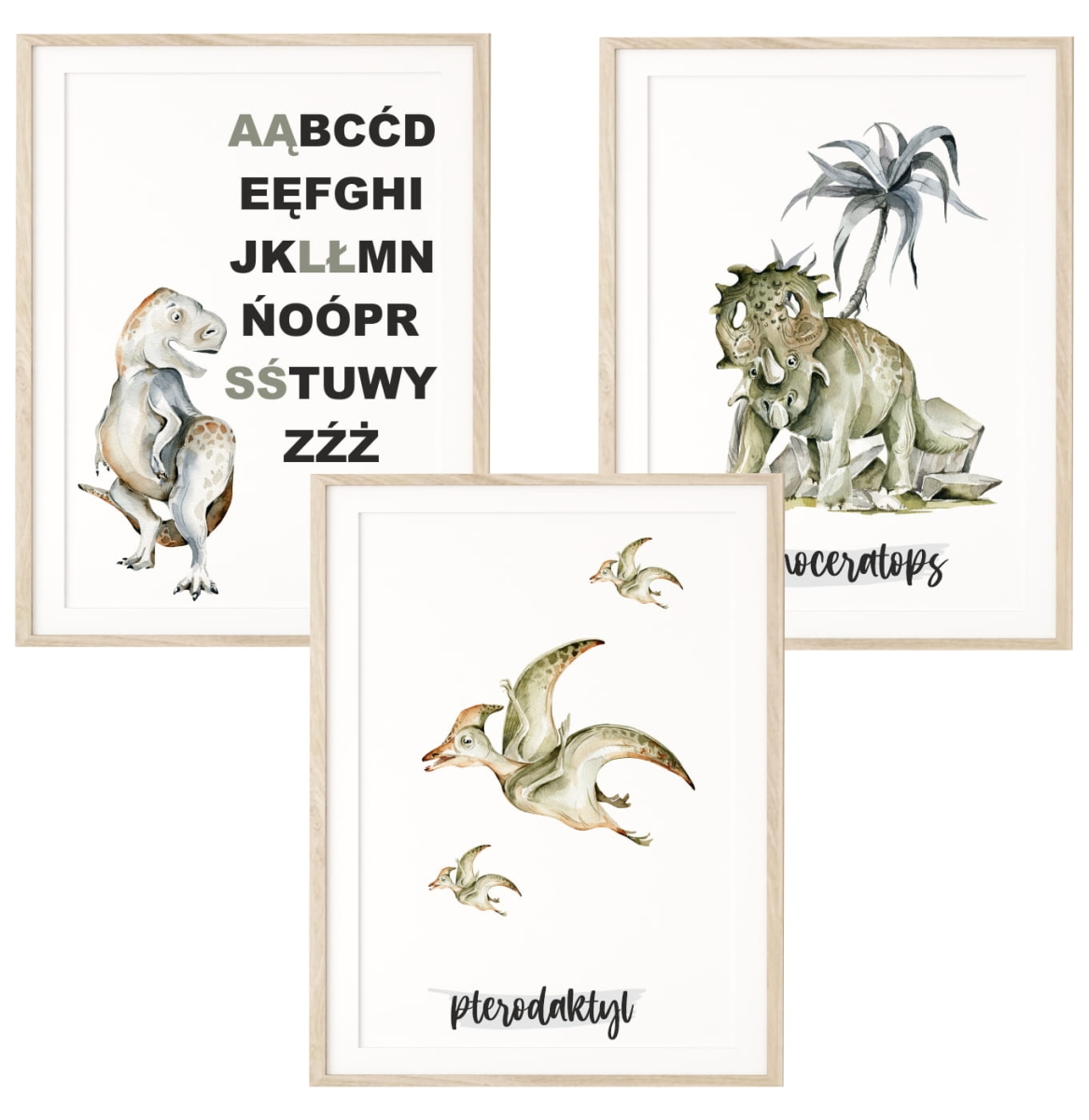Dinozaury - Zestaw 3 plakaty  Sinoceratops, Alfabet, Pterodaktyle  Nr3.jpg