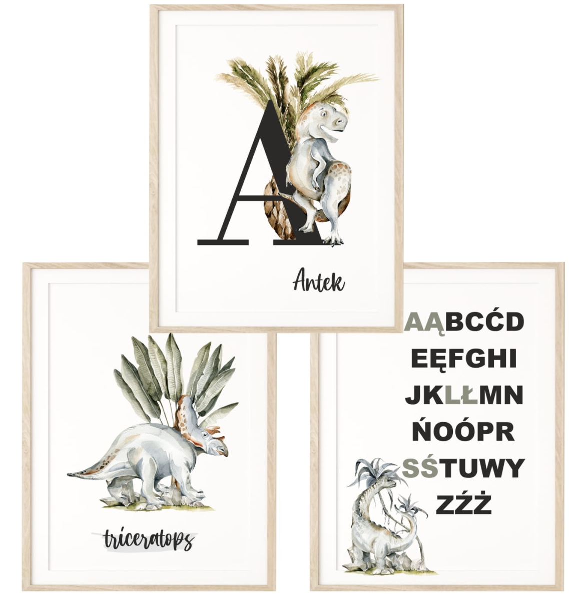 Dinozaury - Zestaw 3 plakaty Triceratops, personalizacja, alfabet  Nr 5.jpg