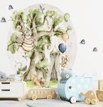 Naklejka leśna dla dzieci z wiewiórką, misiem i motylkami – Little Woodland