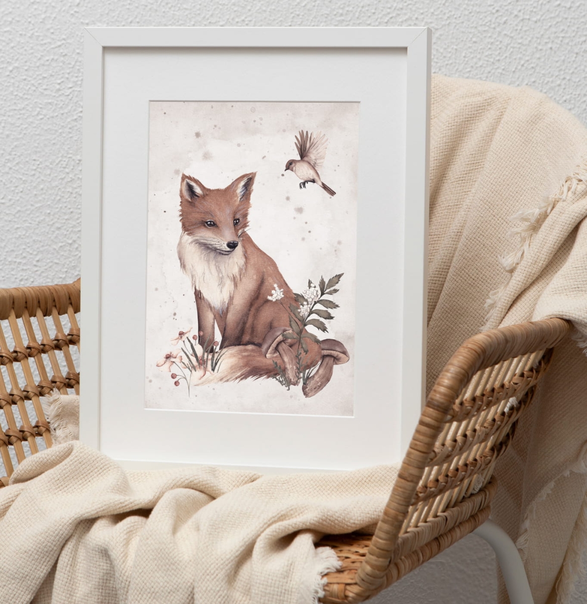 Lisek akwarela Woodland - Plakat, obrazek na ścianę.jpg