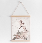 Dekoracyjny plakat z królikiem, ptakiem i roślinnością do pokoju dziecka