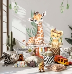 Żyrafa akwarela - Naklejka na ścianę  savanna, liście eukaliptus.jpg