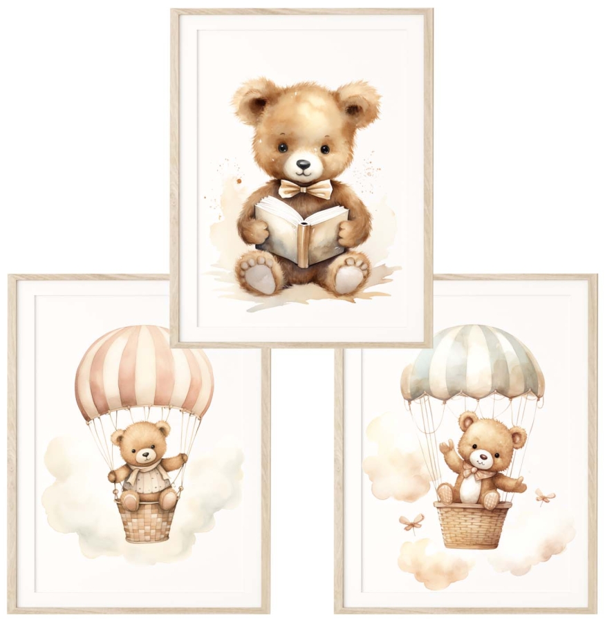 Zestaw 3 plakaty Pastelowe Misie  - Wzór nr3.jpg