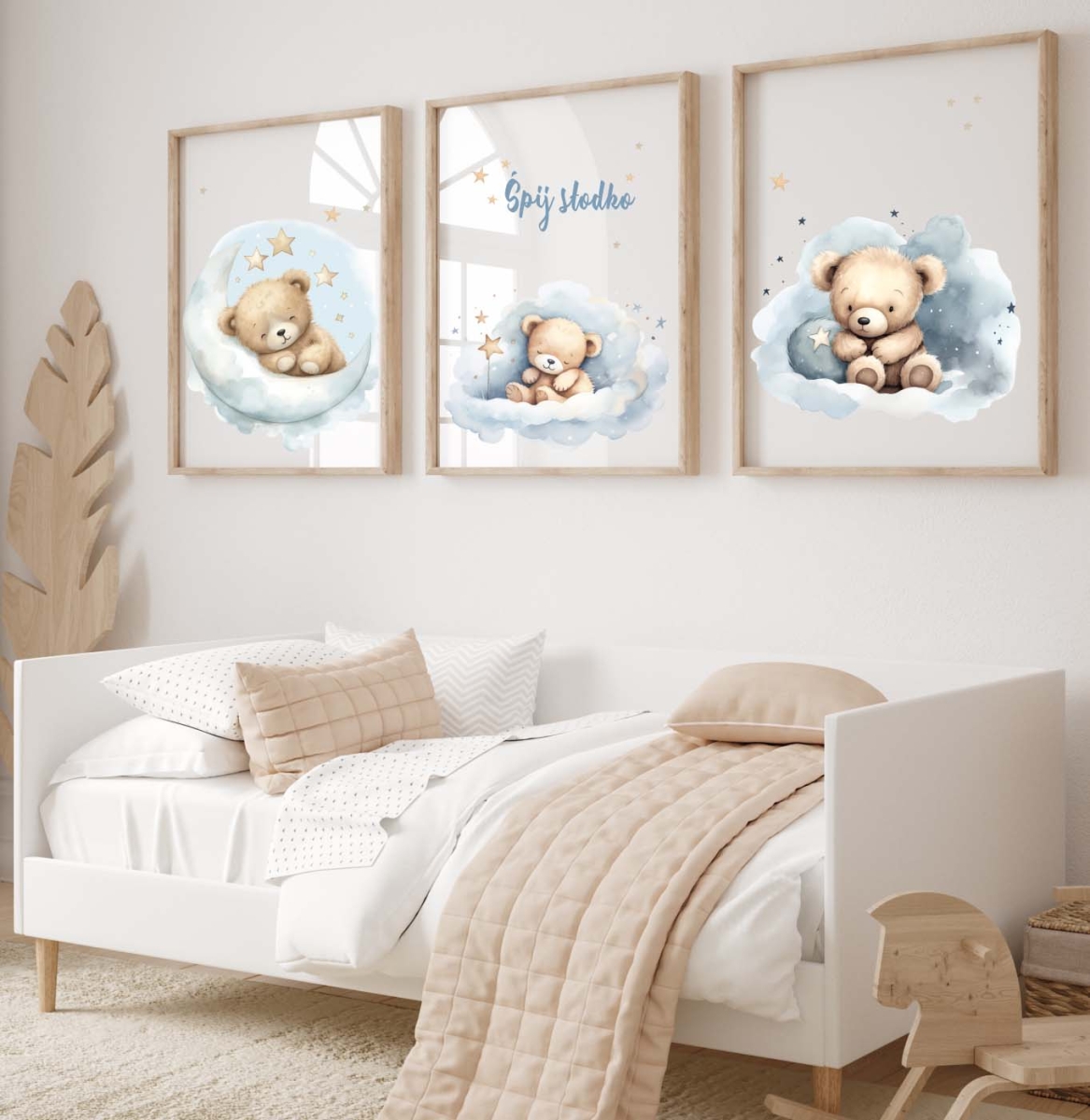 Plakaty do pokoju dziecka Pastelowe Misie Niebieskie – Mała Pracownia