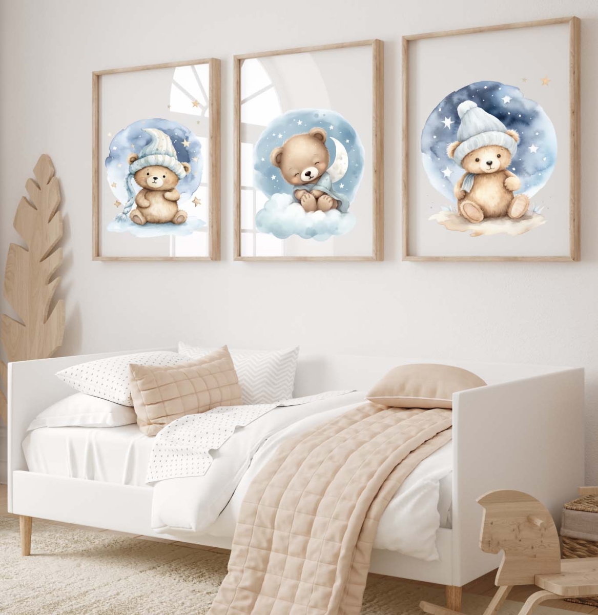 Plakaty dla dzieci Pastelowe Misie Niebieskie Wzór 5 – Mała Pracowni