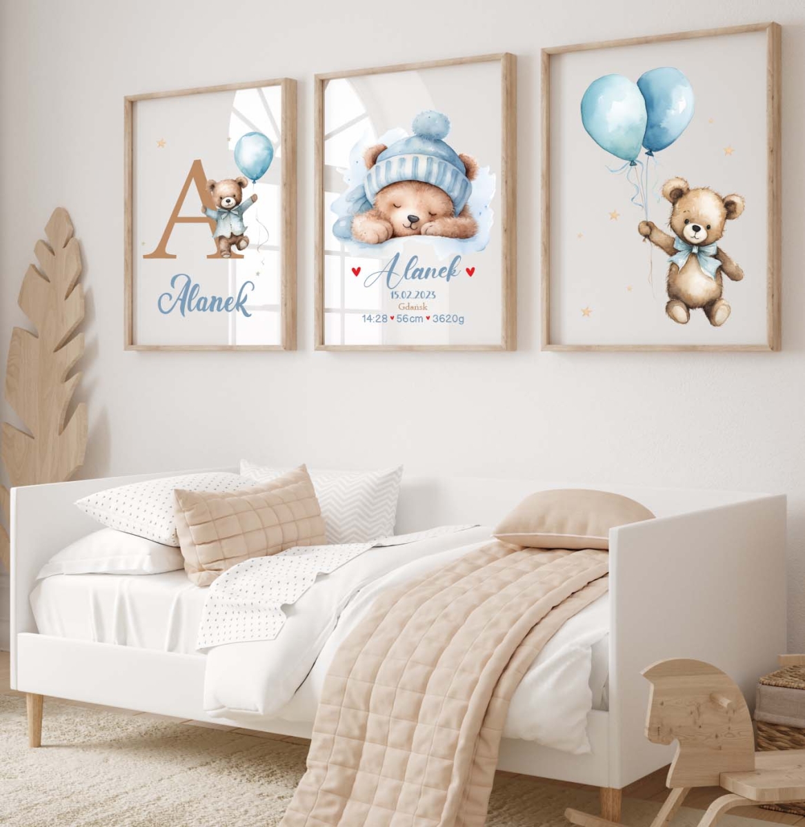 Plakaty do pokoju dziecka Pastelowe Misie Niebieskie – Mała Pracownia