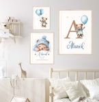 Zestaw plakatów z misiami niebieskimi Wzór 6 – Mała Pracownia