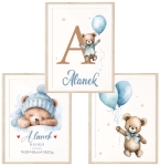 Plakat dziecięcy Misie Niebieskie Wzór 6 – Mała Pracownia