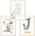 Zestaw 3 plakaty dinozaury, imię dziecka, modlitwa, metryczka Nr1.jpg