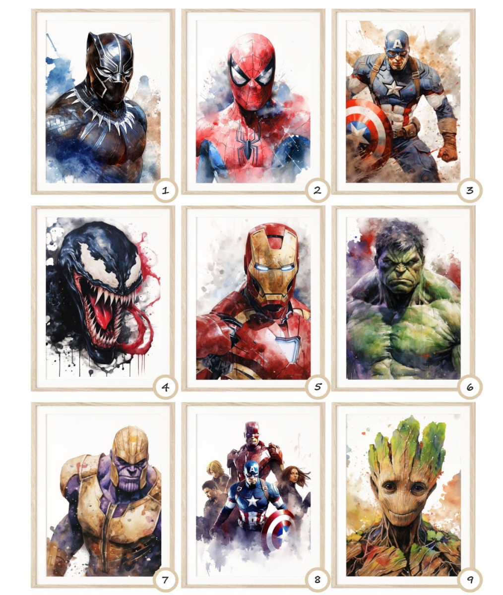 Zestaw 3 plakaty  Spiderman, Ironman, Hulk, Thor Wzory 1-9.jpg