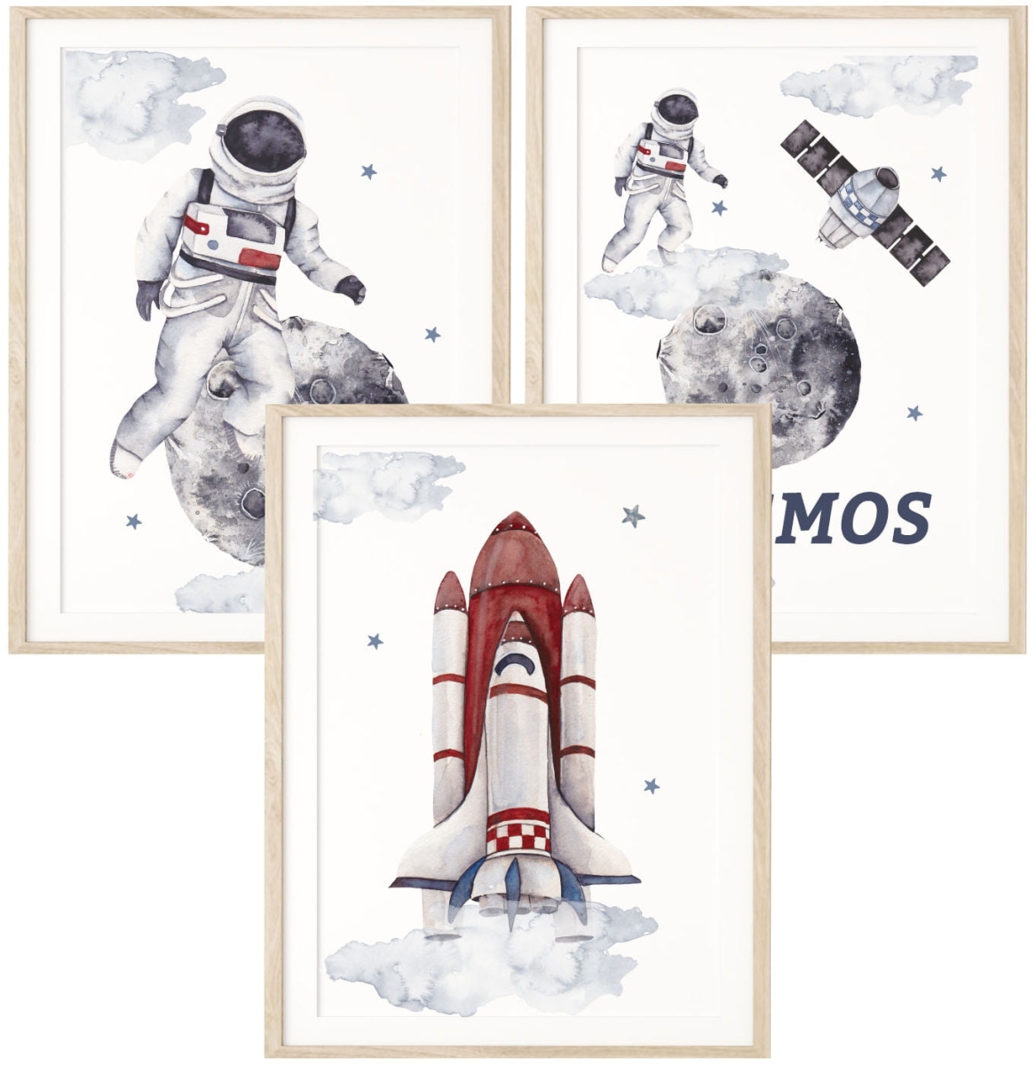 Zestaw 3 plakaty kosmos, planety, metryczka imię dziecka DK34.jpg