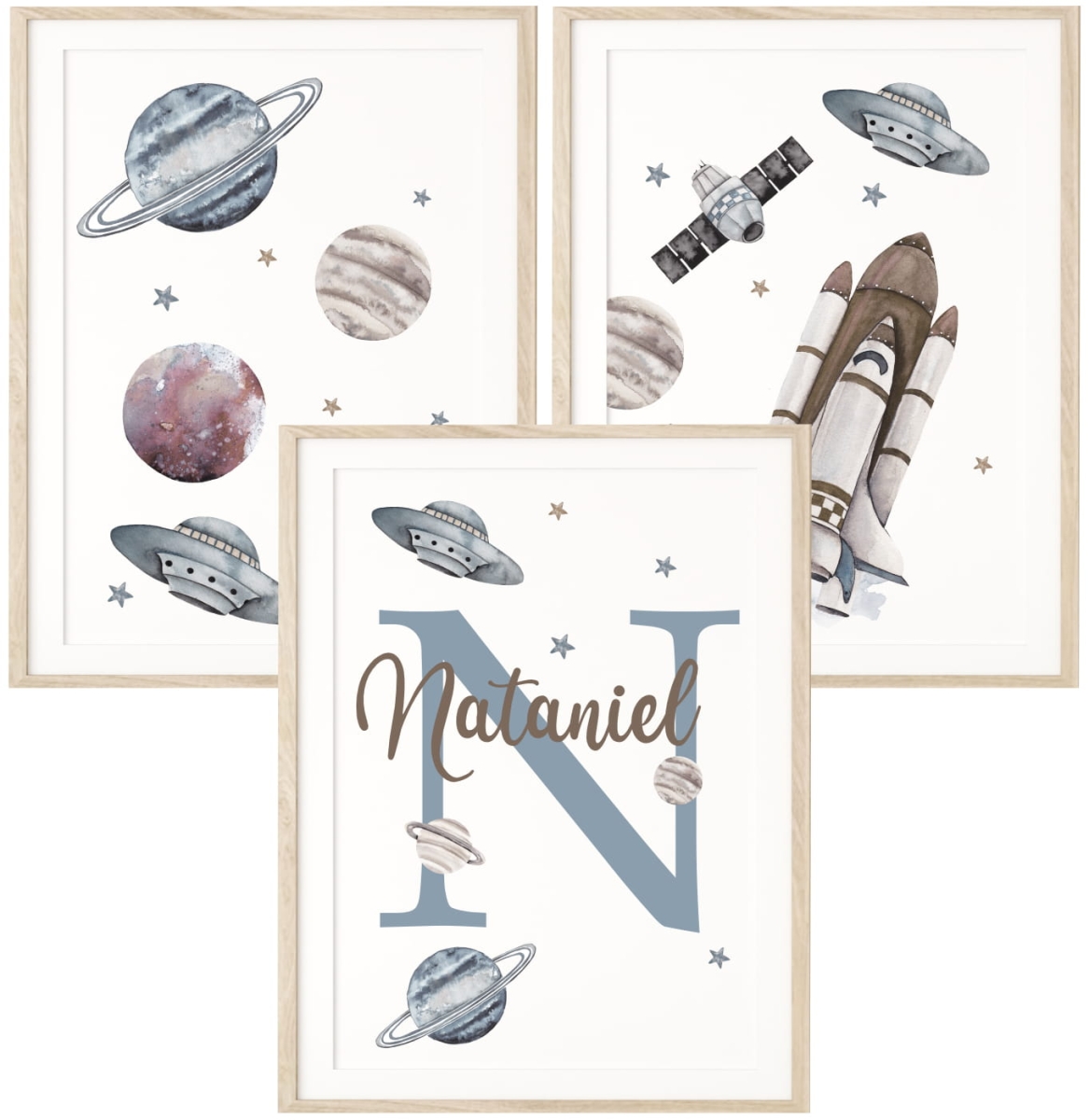 Zestaw 3 plakaty kosmos, planety, metryczka imię dziecka Nr 2.jpg