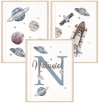 Zestaw 3 plakaty kosmos, planety, metryczka imię dziecka Nr 2.jpg