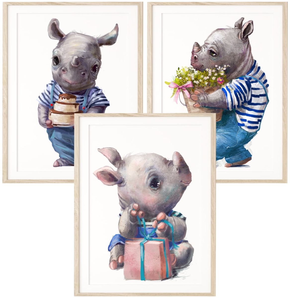 Zestaw 3 plakaty nosorożce akwarela DK41.jpg