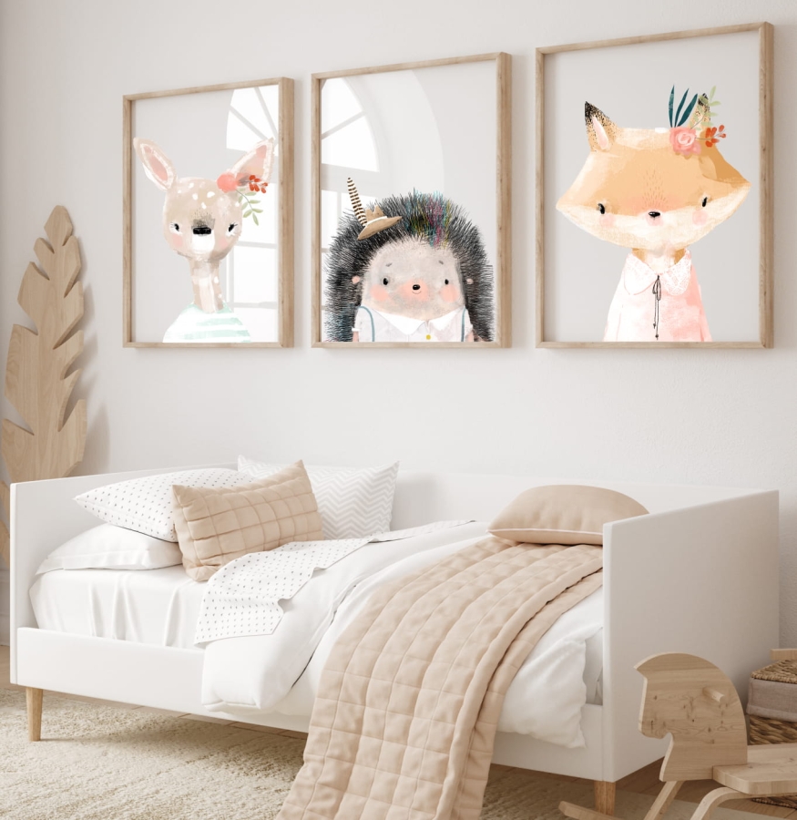 Zestaw 3 plakaty  jeż sarna lis DK47.jpg