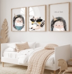 Zestaw 3 plakaty  jeże szop z herbatką DK48.jpg